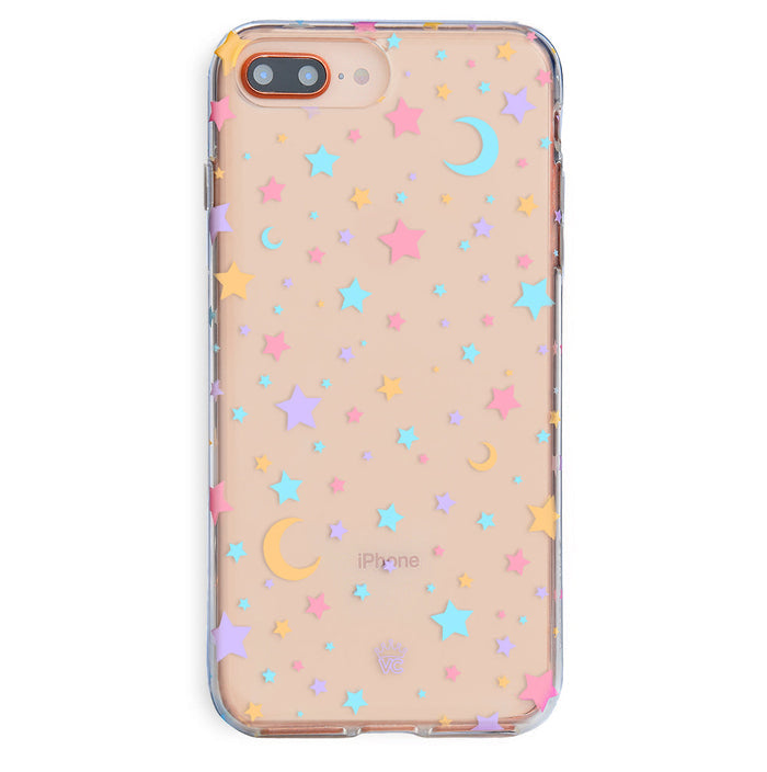 Pastel Starry Night Clear iPhone Case – Chic Designer-Style Phone Cover