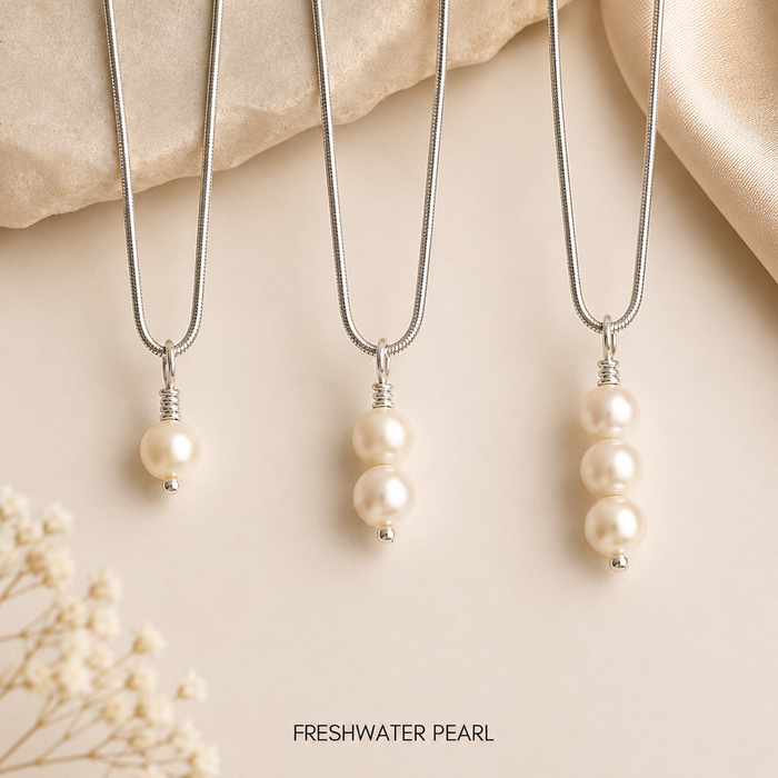Pearl Necklace | Sterling Silver or 14K Gold Filled | 1, 2 or 3 Pearls | 30th Anniversary Necklace