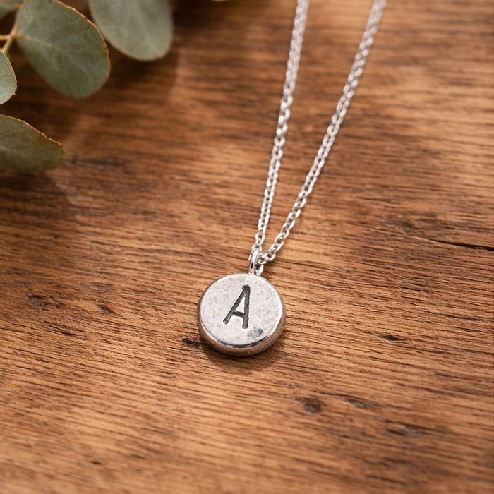 Personalised Sterling Silver Pebble Necklace – Handmade Organic Pendant – Rustic Initial Charm
