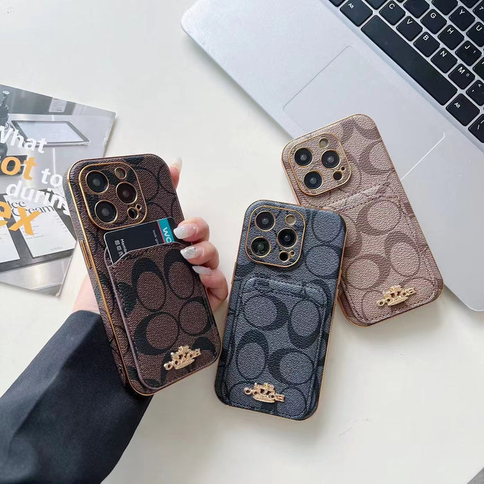 Phone Case with Card Holder - Luxury Monogram Design
