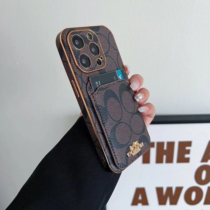 Phone Case with Card Holder - Luxury Monogram Design