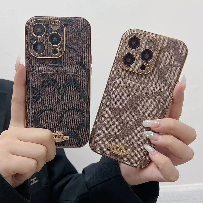 Phone Case with Card Holder - Luxury Monogram Design