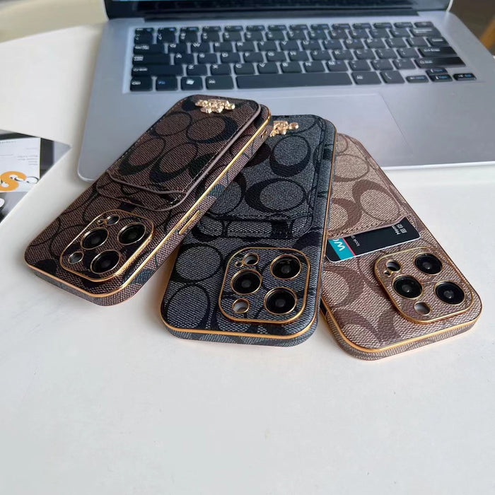 Phone Case with Card Holder - Luxury Monogram Design