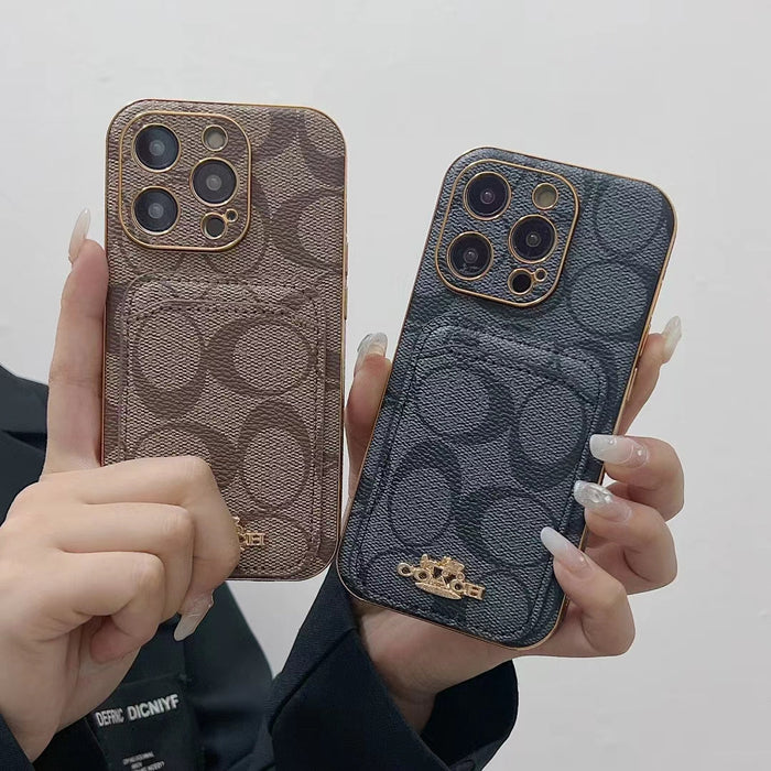 Phone Case with Card Holder - Luxury Monogram Design