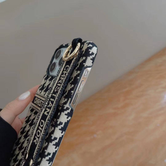 Phone Case with Hand Strap for iPhone Fashion Fabric
