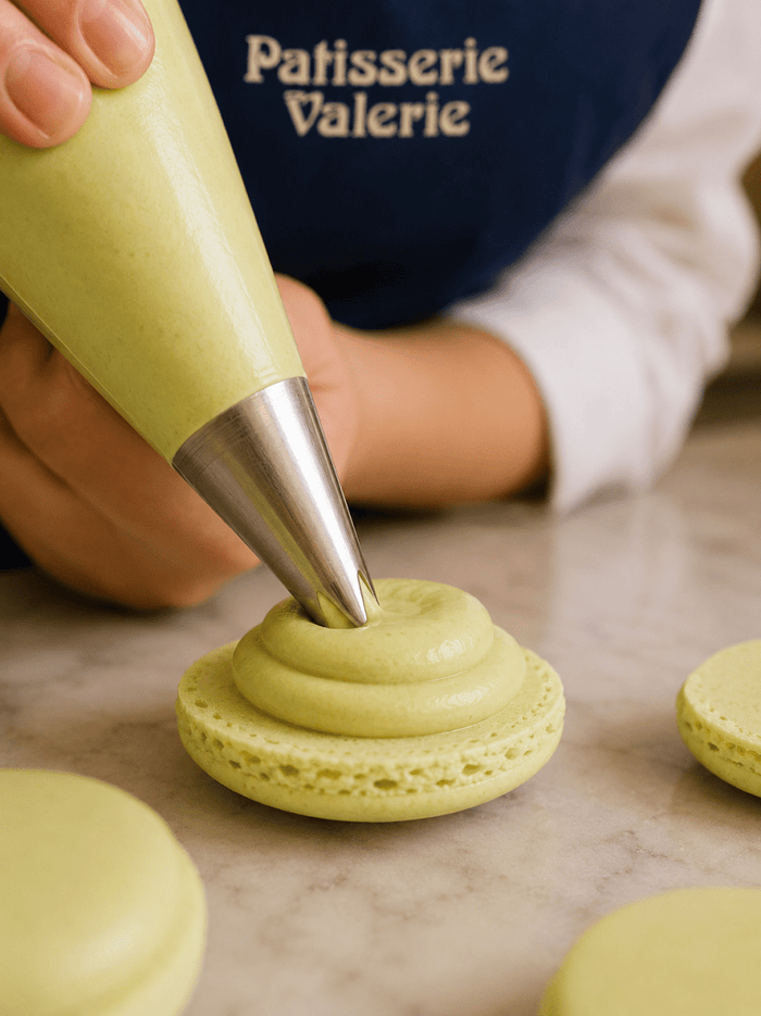 Patisserie Valerie patissier piping a macaron 2026