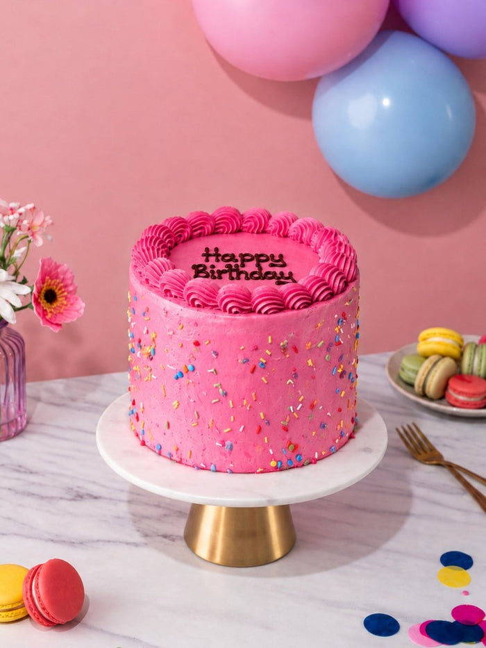 Pink Celebration Birthday Cake - Patisserie Valerie