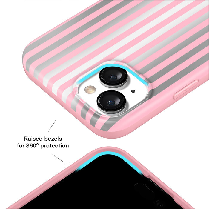 Pink Chrome Stripes iPhone Case – Aesthetic Shockproof Phone Cover