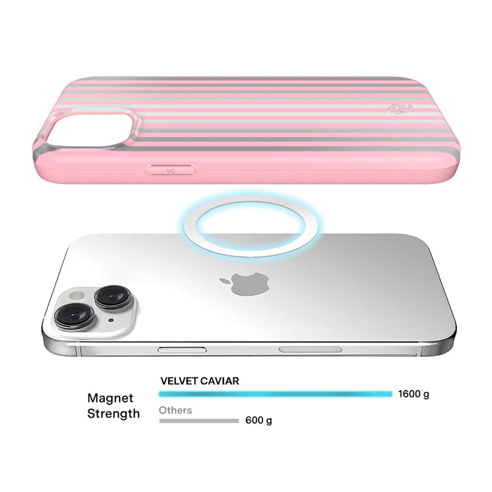 Pink Chrome Stripes iPhone Case – Aesthetic Shockproof Phone Cover
