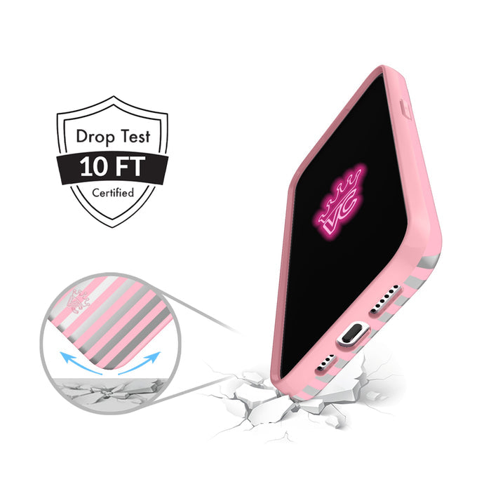 Pink Chrome Stripes iPhone Case – Aesthetic Shockproof Phone Cover
