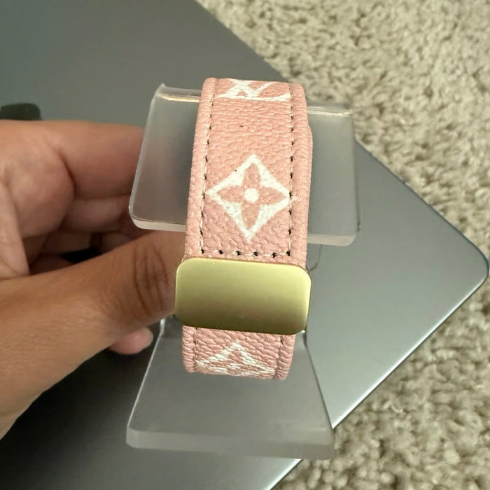 PINK LEATHER CANVAS LUXURY APPLE WATCH STRAP