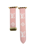 PINK LEATHER CANVAS LUXURY APPLE WATCH STRAP