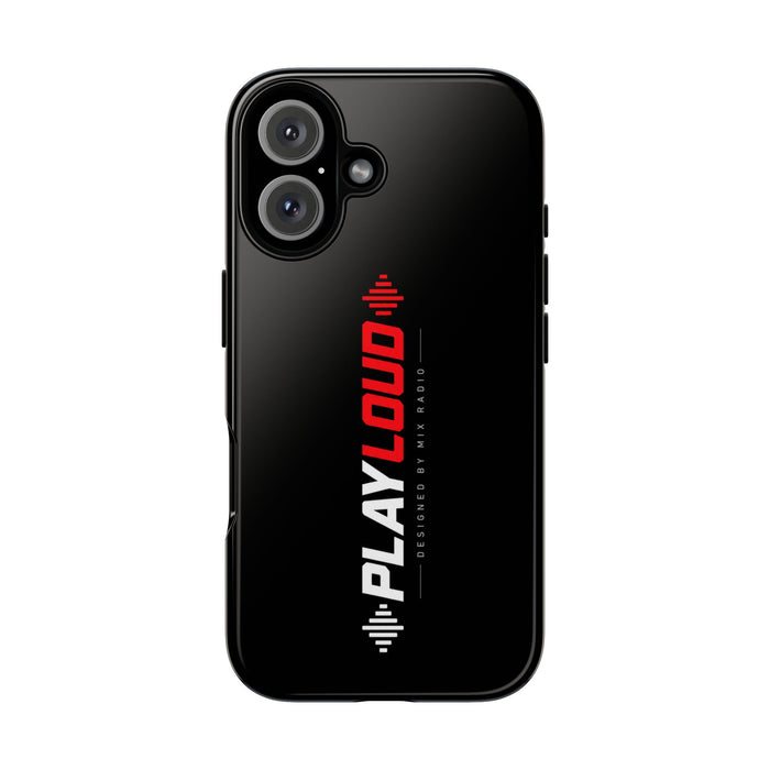 Play Loud Phone Case — Glossy Black Protective iPhone Cover with Audio Wave Graphic