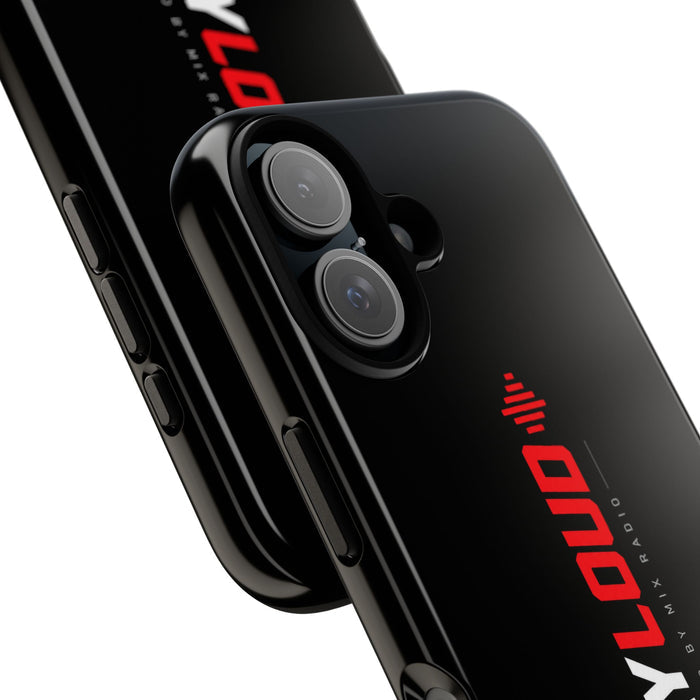 Play Loud Phone Case — Glossy Black Protective iPhone Cover with Audio Wave Graphic