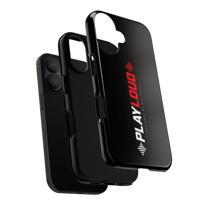 Play Loud Phone Case — Glossy Black Protective iPhone Cover with Audio Wave Graphic