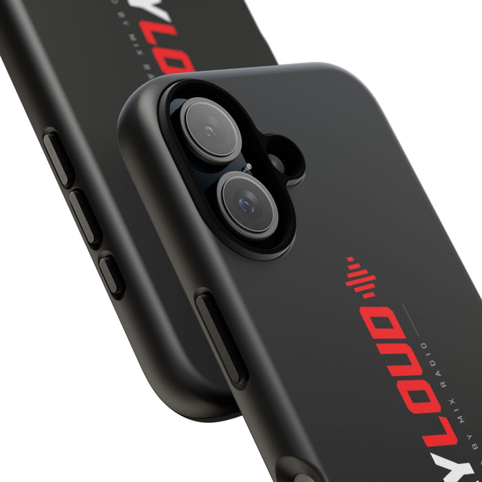 Play Loud Phone Case — Glossy Black Protective iPhone Cover with Audio Wave Graphic