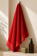Premium Cotton Bath Towel – Red Colour