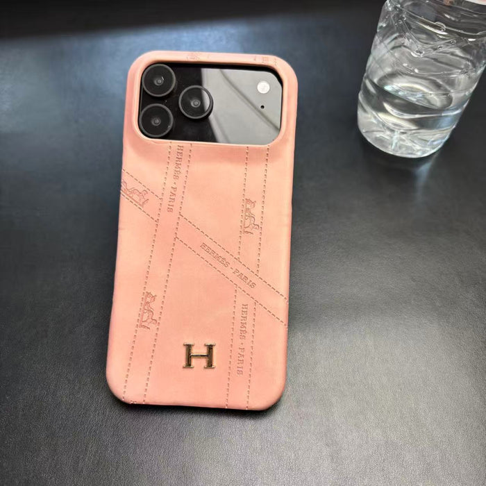 Premium H Leather Case For iPhone 17/ 16 / 15 /14