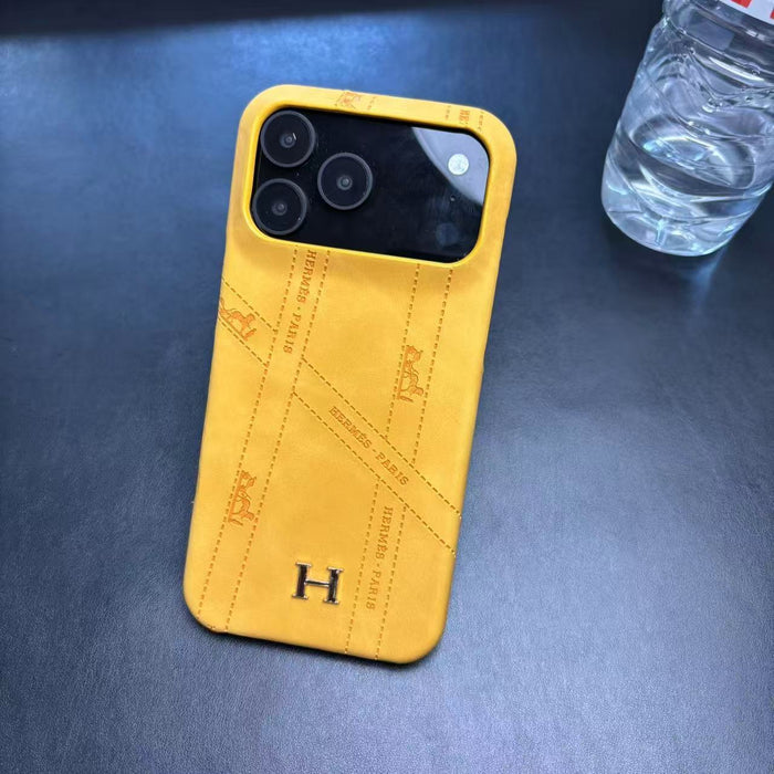 Premium H Leather Case For iPhone 17/ 16 / 15 /14