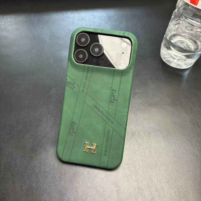 Premium H Leather Case For iPhone 17/ 16 / 15 /14