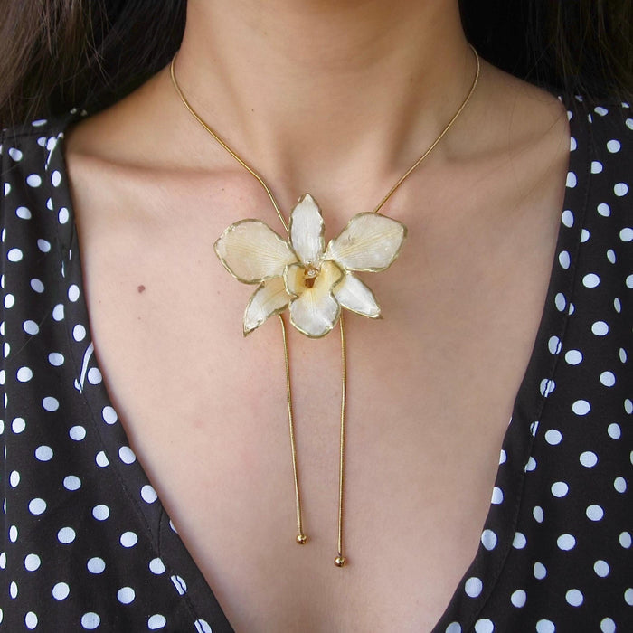 Real White Orchid Necklace