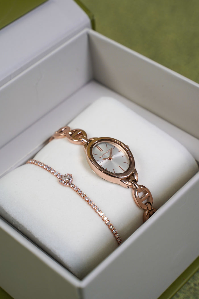 Rebecca Classic Bracelet Analog  Watch with Bracelet Set (Rose Gold)