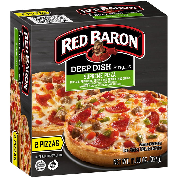 Red Baron Deep Dish Supreme Frozen Pizza 2 Count 11.5 oz