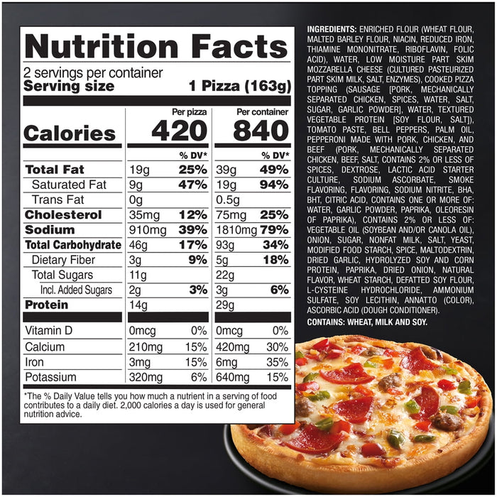Red Baron Deep Dish Supreme Frozen Pizza 2 Count 11.5 oz