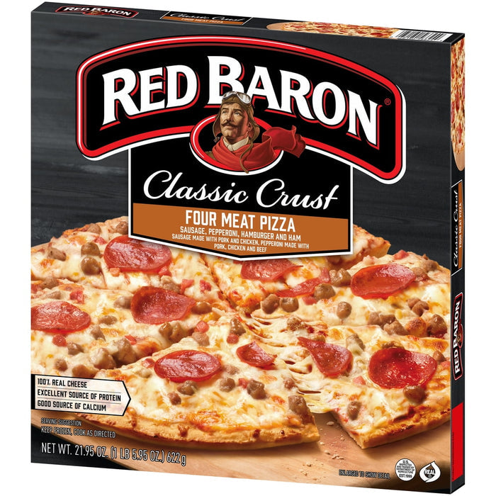 Red Baron, Pizza, Classic Crust Four Meat, 21.95 oz (Frozen)