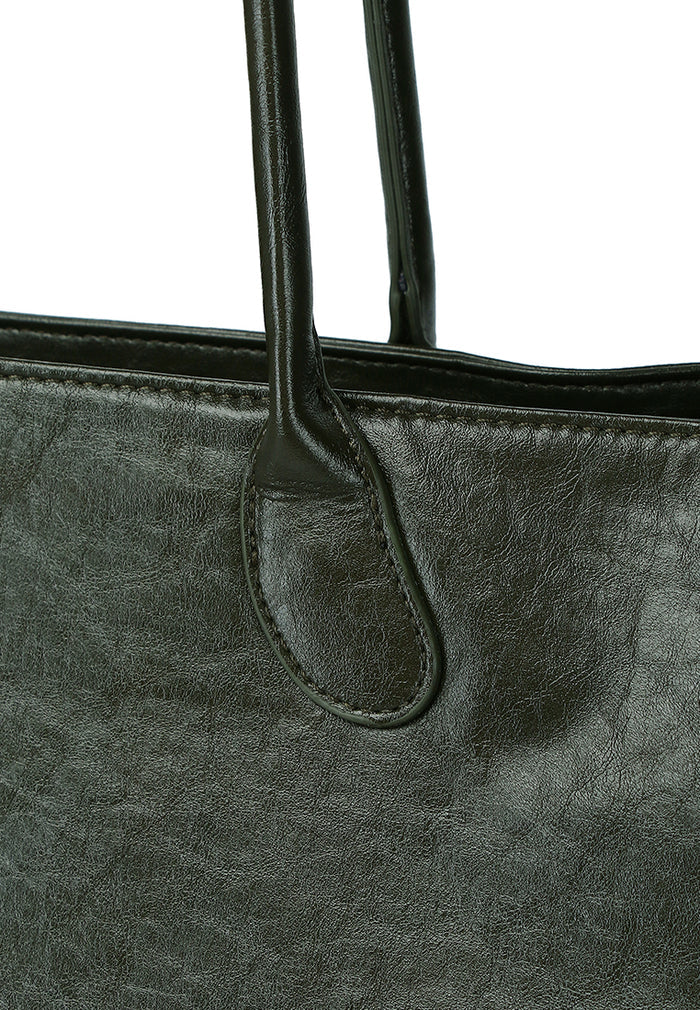 Rhea Linear Tote Bag (Dark Green)