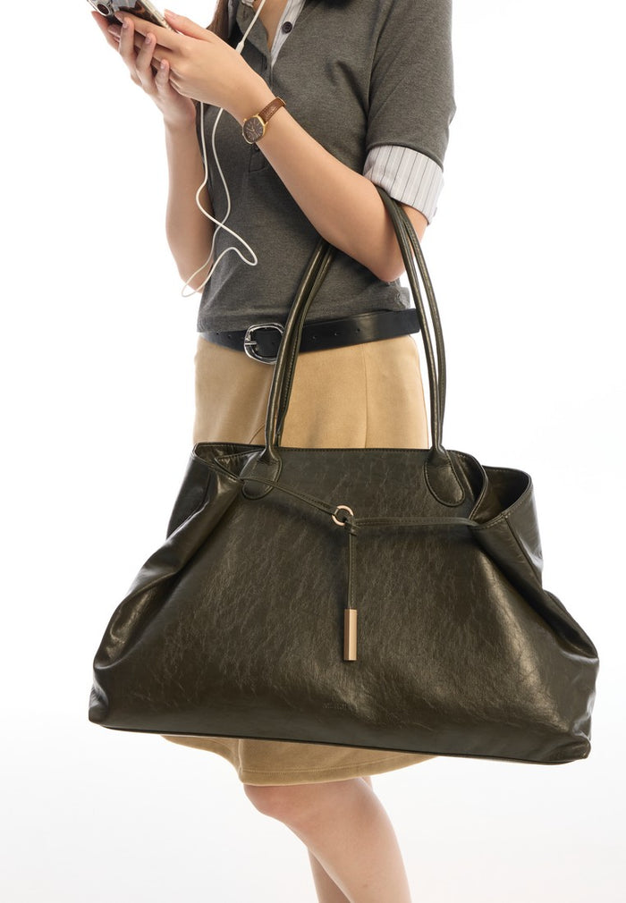 Rhea Linear Tote Bag (Dark Green)