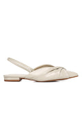 Riley Pleated Slingback Flats (Beige)