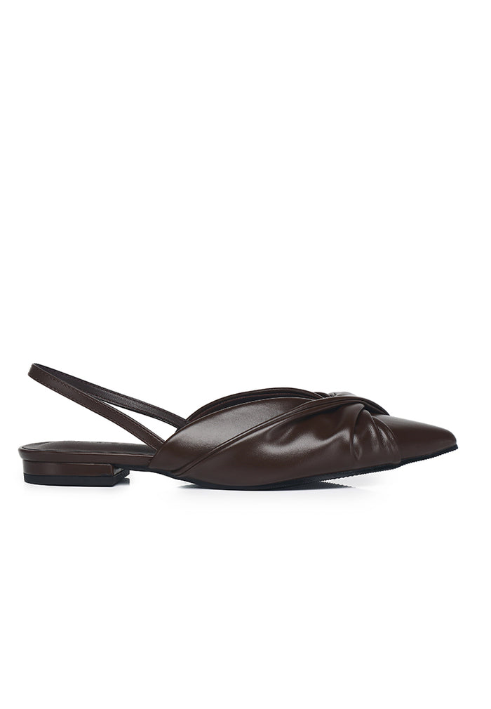 Riley Pleated Slingback Flats (Espresso)