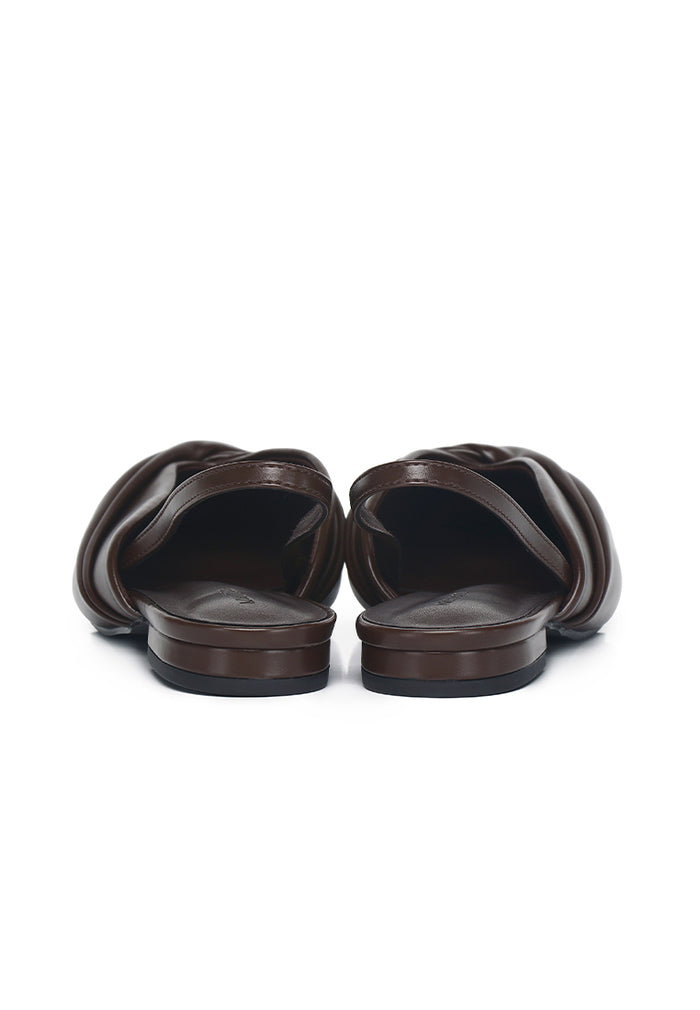 Riley Pleated Slingback Flats (Espresso)