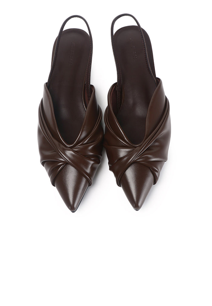 Riley Pleated Slingback Flats (Espresso)