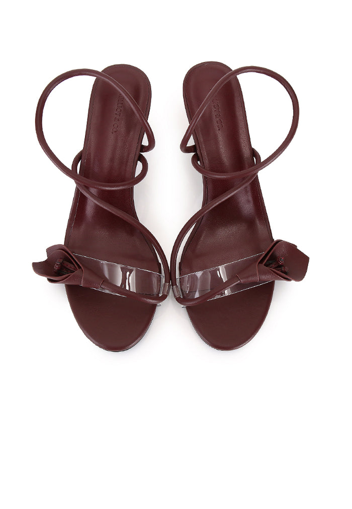 Romy Floral Strappy Heels (Maroon)