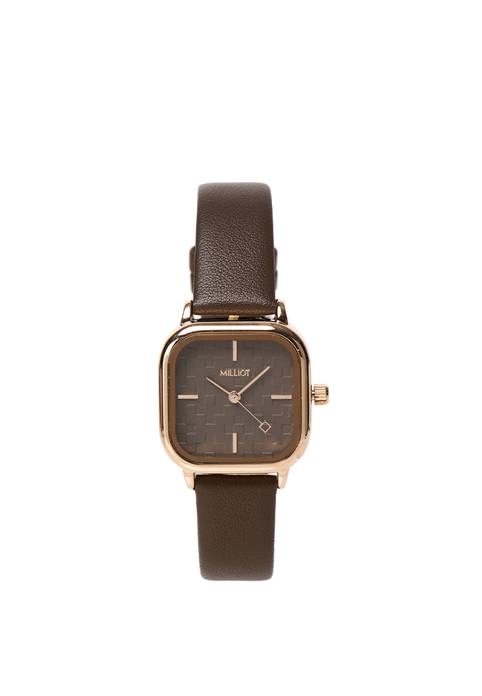Rose Gold-Black 14mm Basis Genuine Leather Strap (Espresso)