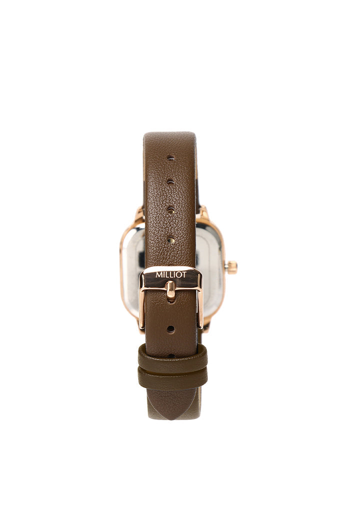 Rose Gold-Black 14mm Basis Genuine Leather Strap (Espresso)