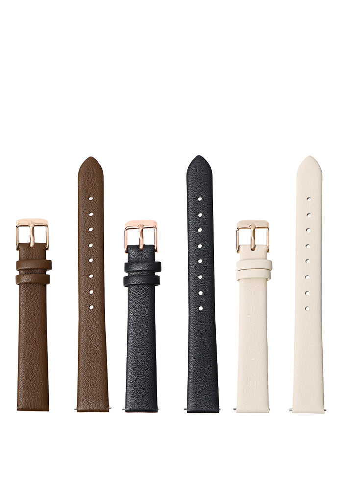 Rose Gold-Black 14mm Basis Genuine Leather Strap (Espresso)