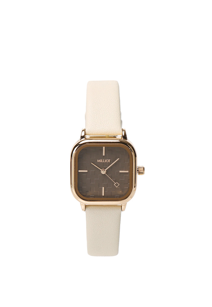 Rose Gold-Black 14mm Basis Genuine Leather Strap (Khaki)