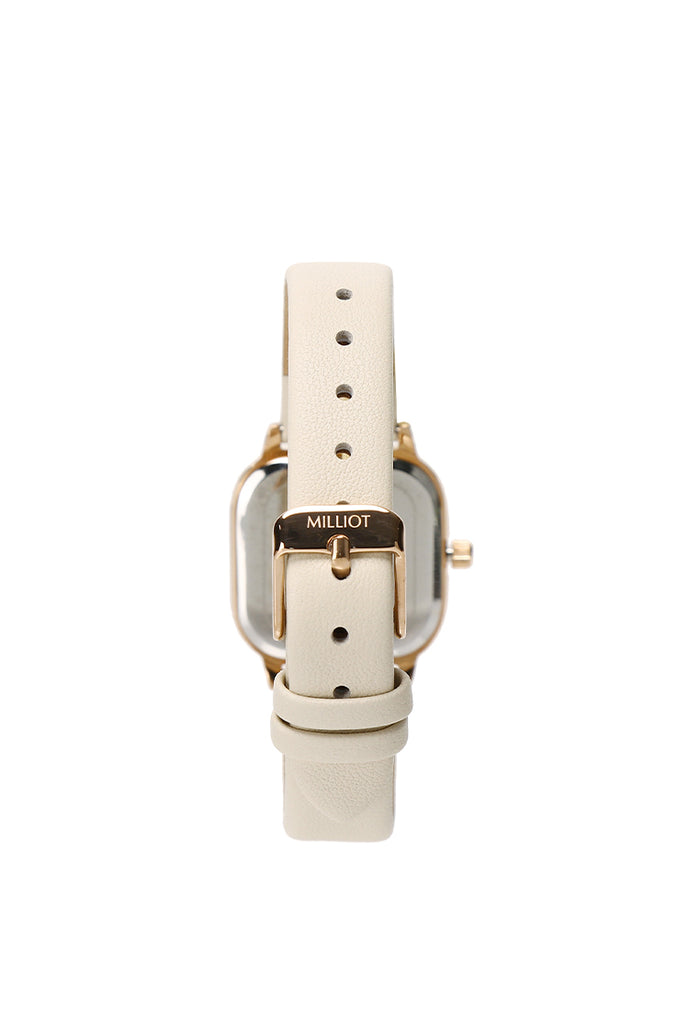 Rose Gold-Black 14mm Basis Genuine Leather Strap (Khaki)