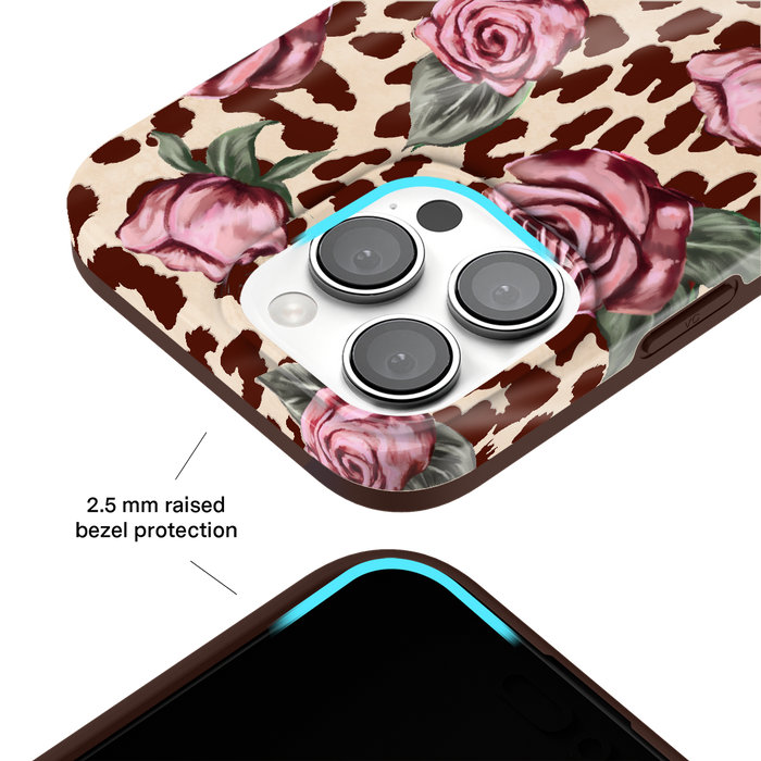 Rosy Leopard iPhone Case – Aesthetic Shockproof Phone Cover