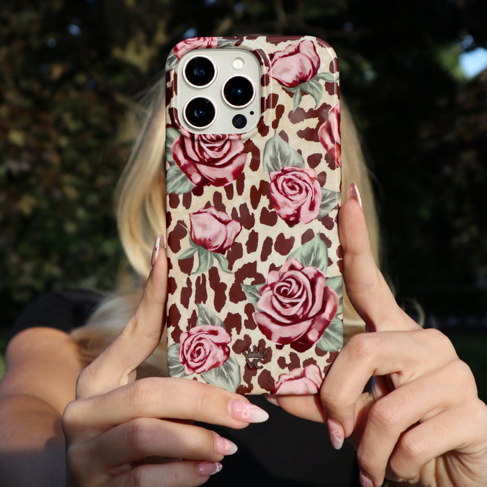 Rosy Leopard iPhone Case – Aesthetic Shockproof Phone Cover