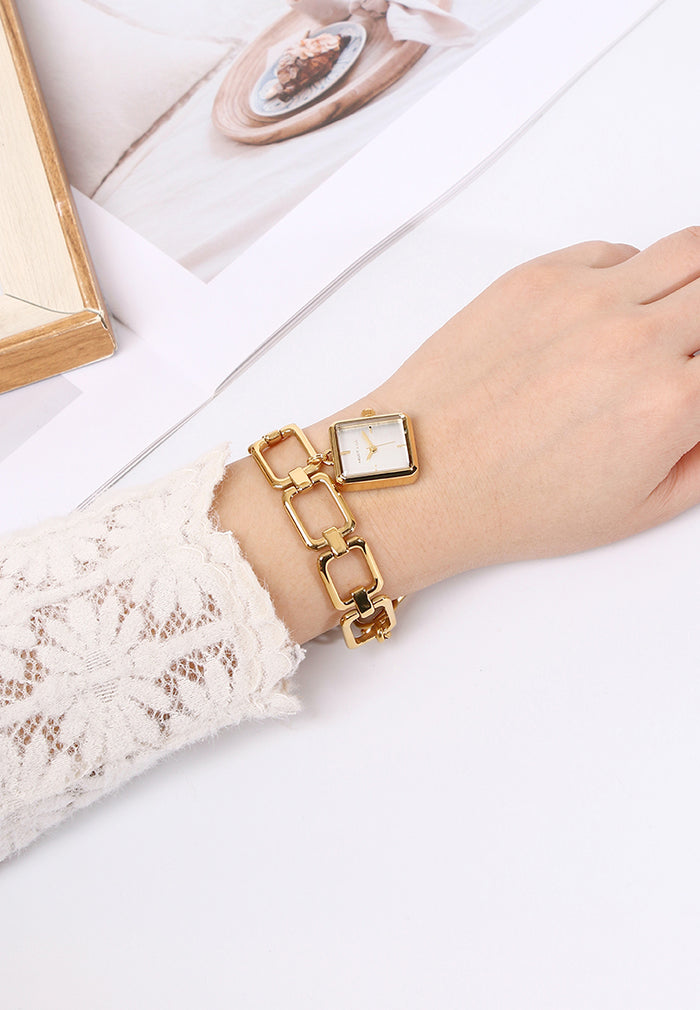 Scarlett Stainless Steel Chain Bracelet Watch (Gold)