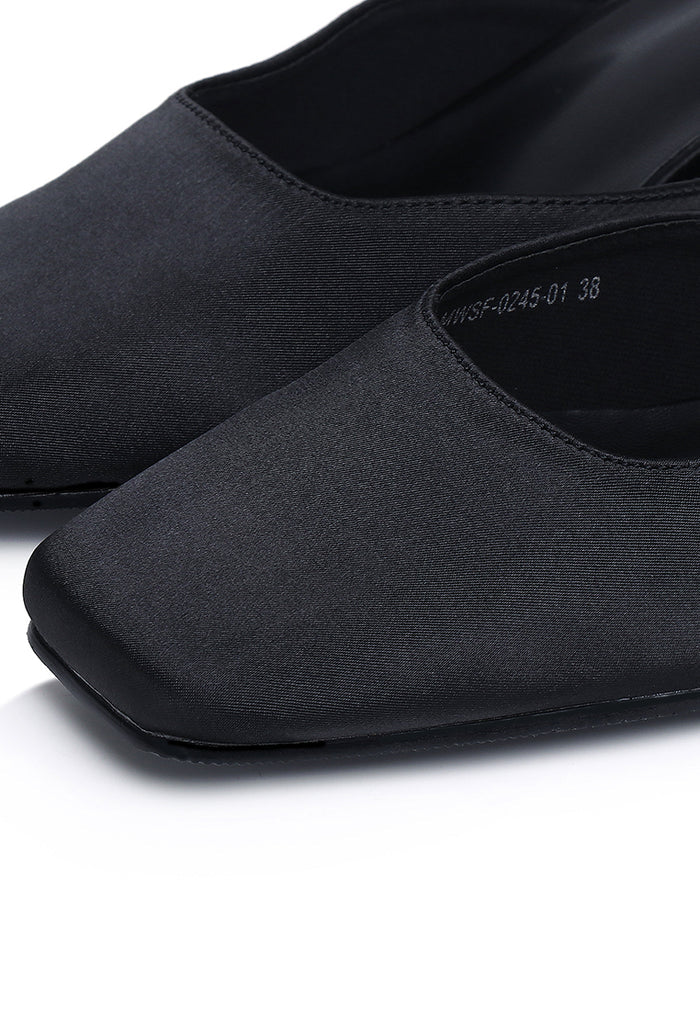 Seniya Square Toe Heels (Black)