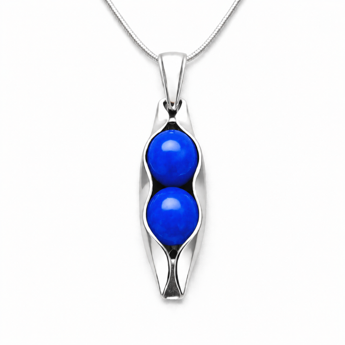September Birthstone | Blue Onyx | Two Peas in a Pod Necklace | Personalised Gift