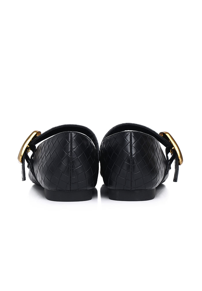 Shanzey Chucky Buckle Ballerina & Flats (Black)