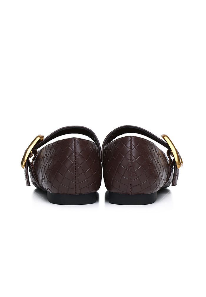 Shanzey Chucky Buckle Strap Ballerina & Flats (Espresso)