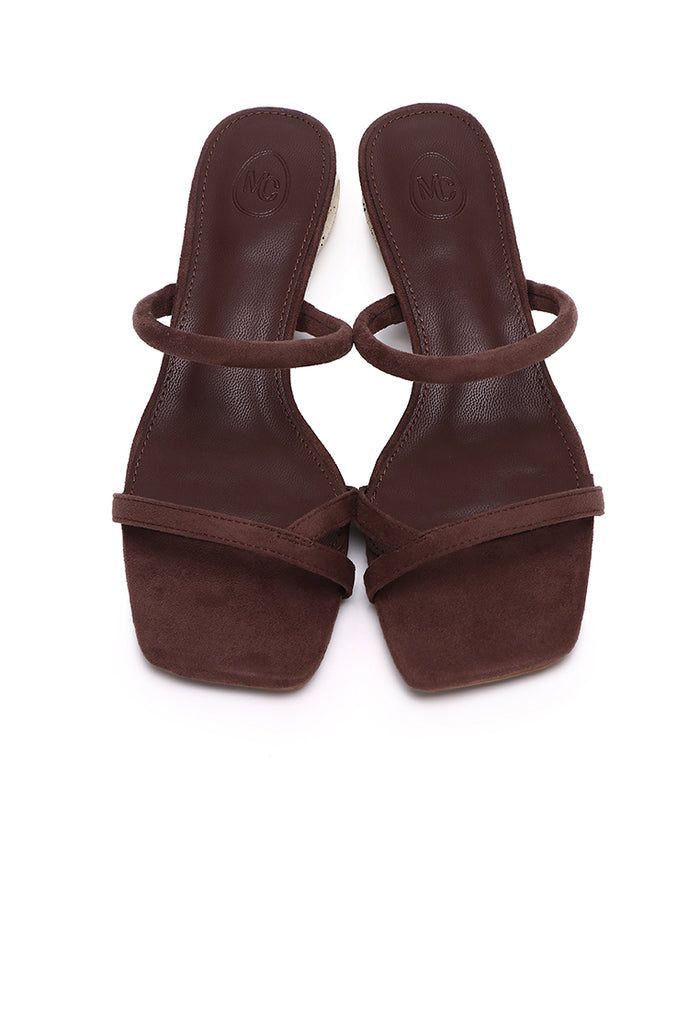 Sherry Strappy Oval Heels (Brown)