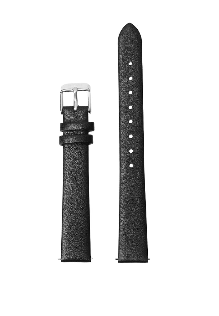 Silver-Black 14mm Basis Genuine Leather Strap